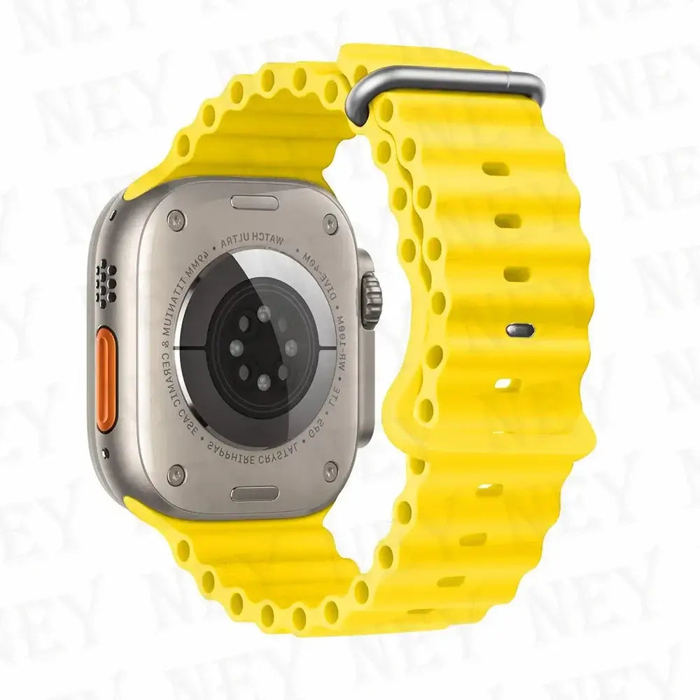 Yellow tubular silicone Apple Watch band
