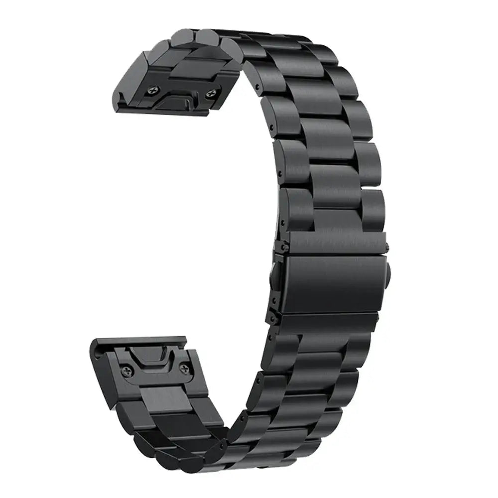 Garmin QuickFit Stainless Steel Bracelet Band in Black showing open connectors