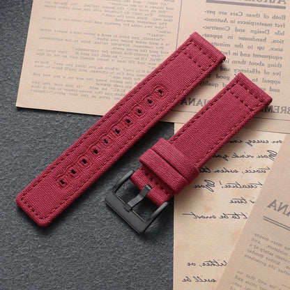 Garmin Stitched Canvas Nylon Band in Red with Black Buckle