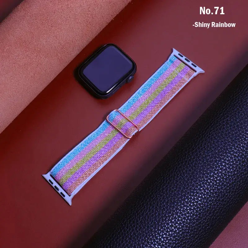Iridescent Shimmer adjustable stretch nylon Apple Watch band