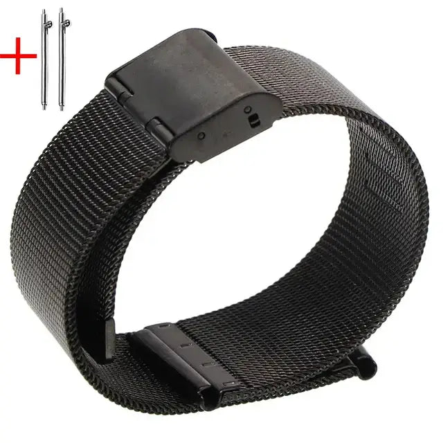 Milanese Mesh Band with Folding Clasp in Black for compatible Huawei watches