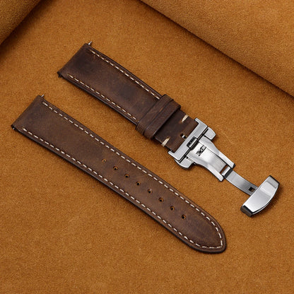 Garmin Calfskin Butterfly Clasp Band in Dark Brown