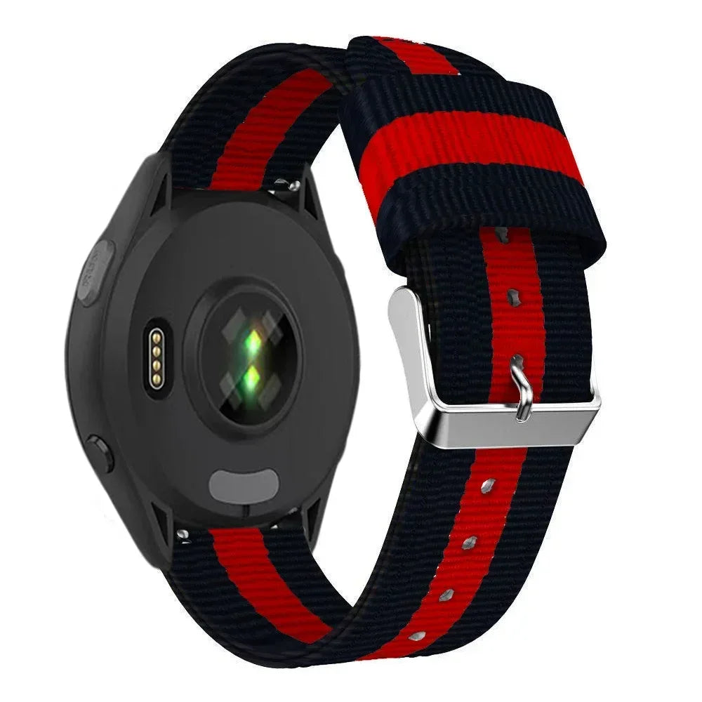 Black / Red Garmin 20/22mm Quick Release Striped Canvas Nylon Band