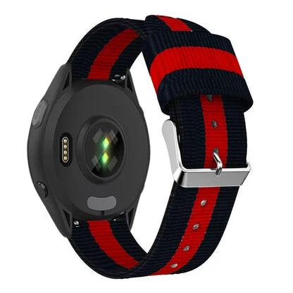 Black / Red Garmin 20/22mm Quick Release Striped Canvas Nylon Band