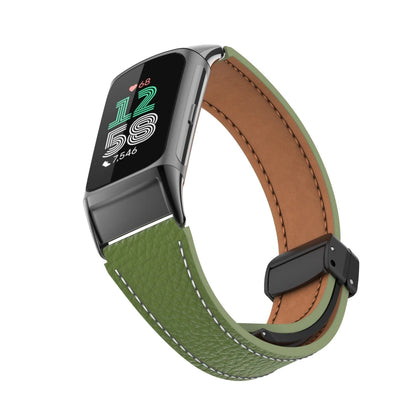 Fitbit Charge 5 and 6 Leather Band with Magnetic Folding Clasp — design detail