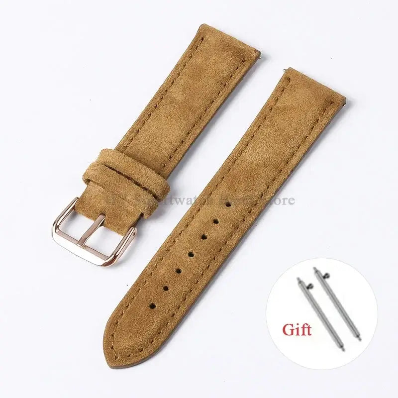 Amazfit Suede Leather Band with Buckle Options — Golden Brown / Rose Gold Buckle