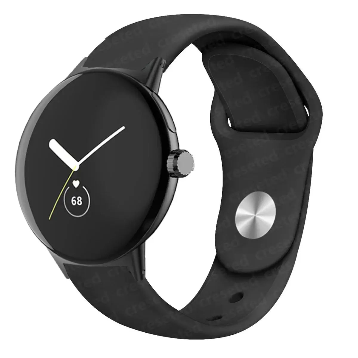 Round Stud Silicone Google Pixel Watch Band in Black