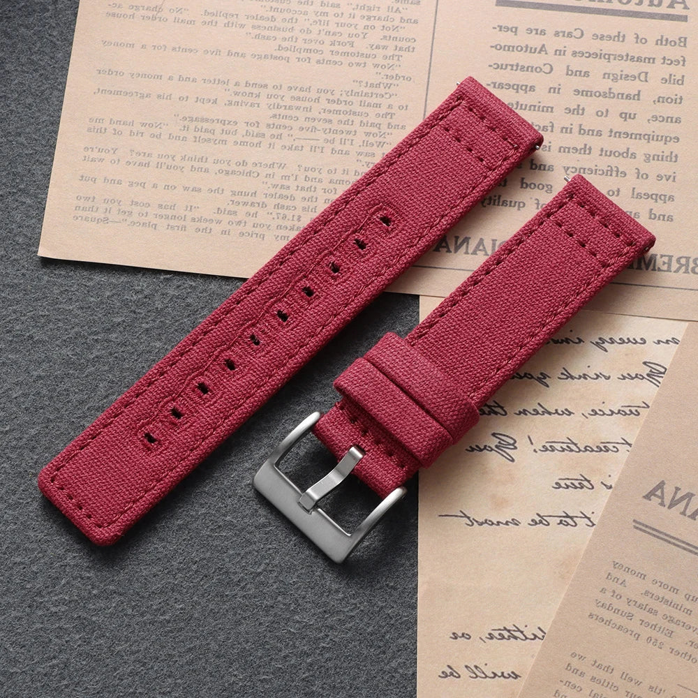 Garmin Stitched Canvas Nylon Band in Red with Silver Buckle