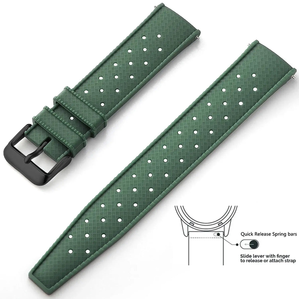 Tropic Silicone Band for Amazfit – Forest Green / Black Buckle