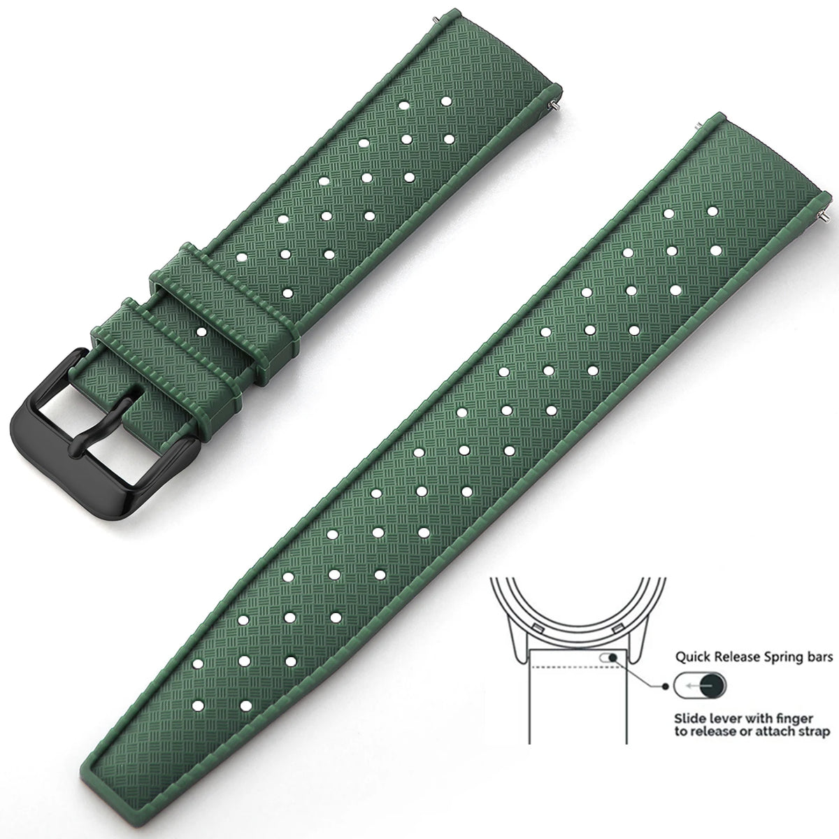 Tropic Silicone Band for Motorola Moto — Forest Green / Black Buckle