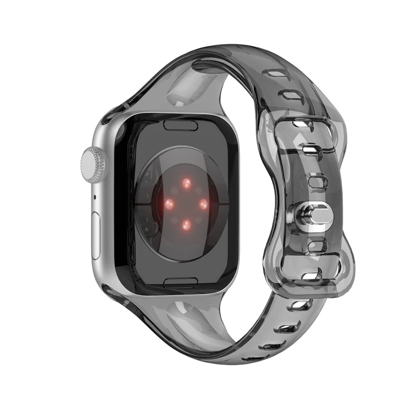 Transparent Rubber Apple Watch Band with Pin Closure in Smoke