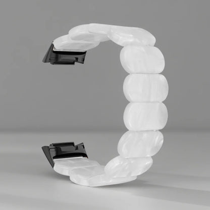 Pearlescent White Fitbit Charge 5 and 6 Resin Stretch Bracelet Band