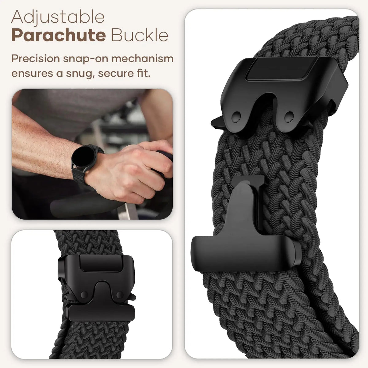 COROS Braided Nylon Watch Band with Parachute Clasp - Adjustable parachute clasp