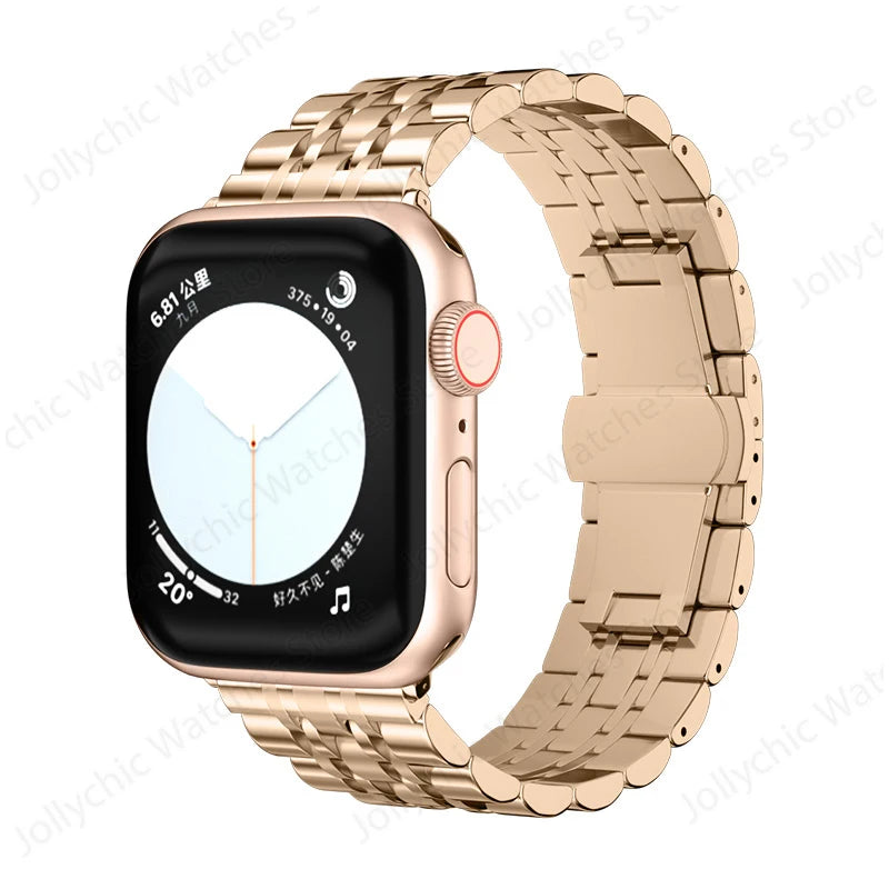 Multi-Row Stainless Steel Apple Watch Bracelet Band in Rose Gold - Band Only