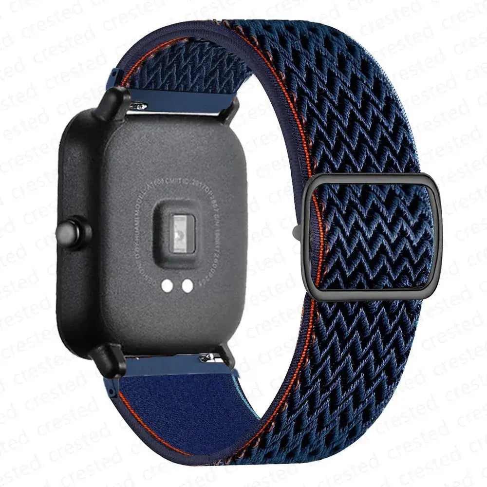 Adjustable Nylon Loop Band for Amazfit – Navy / Red Chevron