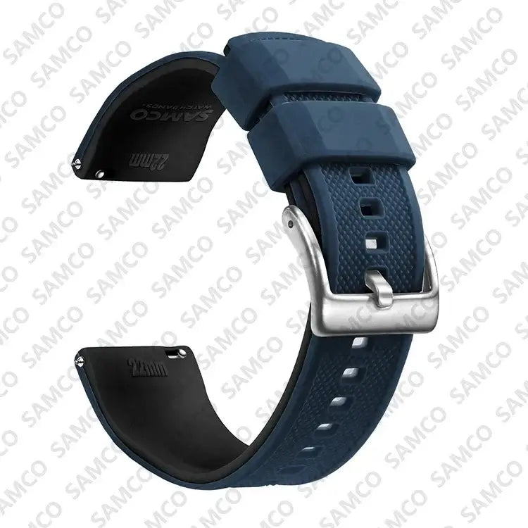 Amazfit Textured Silicone Band with Buckle Choices — Navy / Black / Silver Buckle