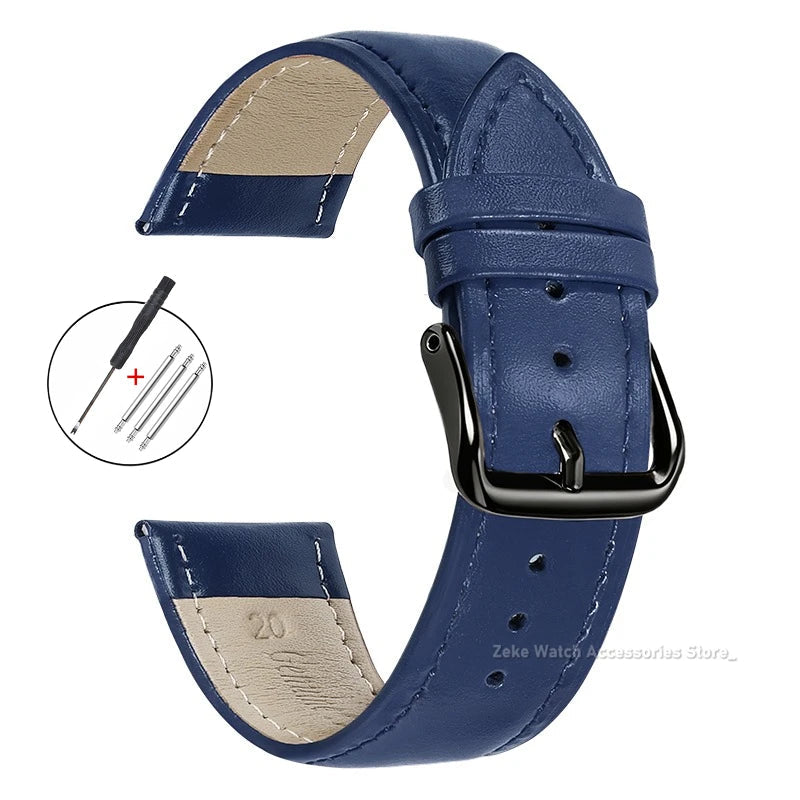 Garmin Slim Calfskin Band in Navy Blue with Black Buckle