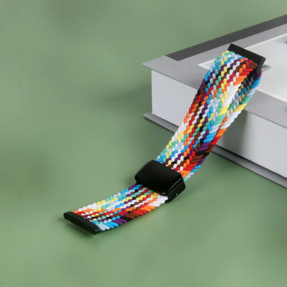 Rainbow Fitbit Versa 4, 3, 2 and Sense 2 Braided Nylon Band, Magnetic Clasp