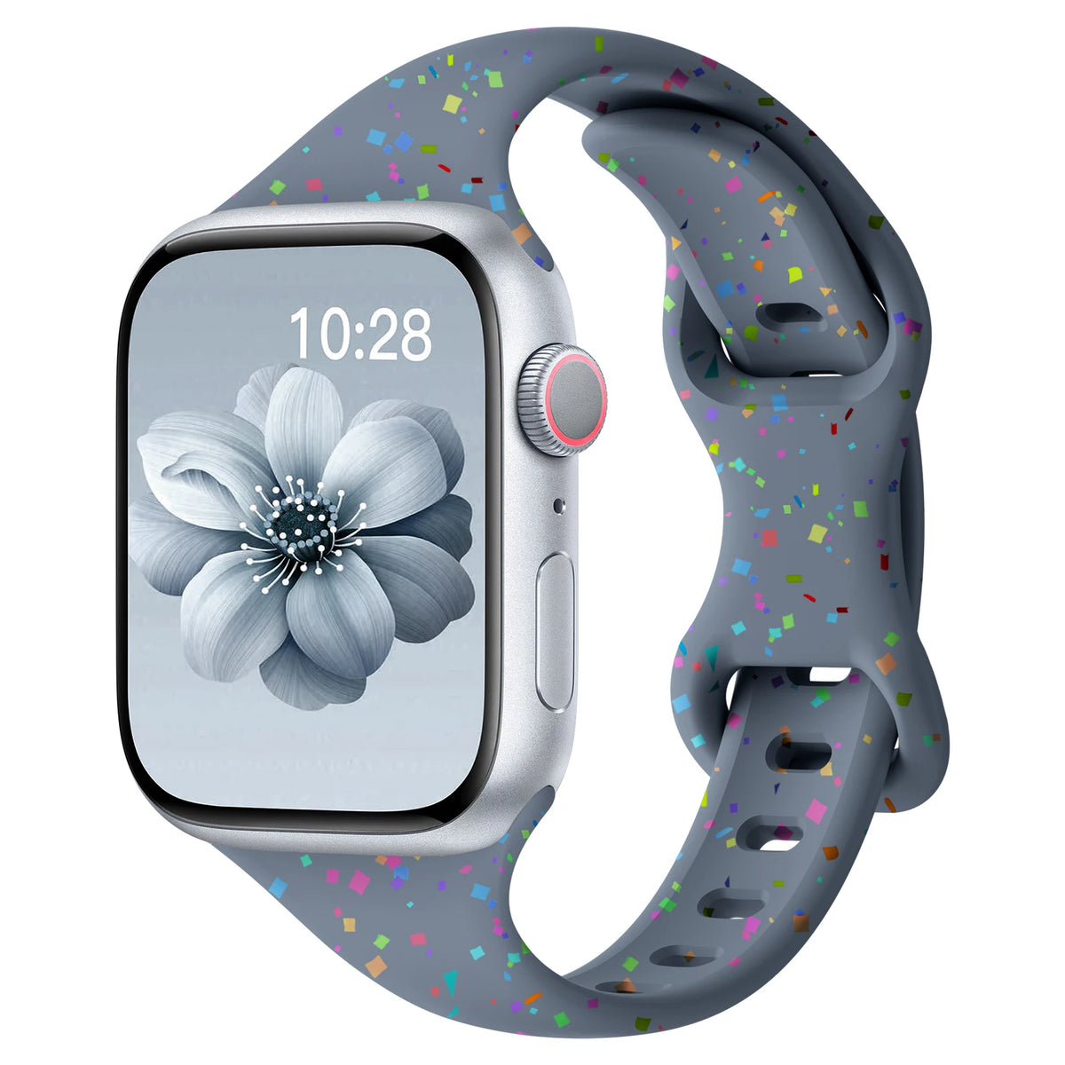Confetti Speckle Slim Silicone Apple Watch Band in Blue Gray