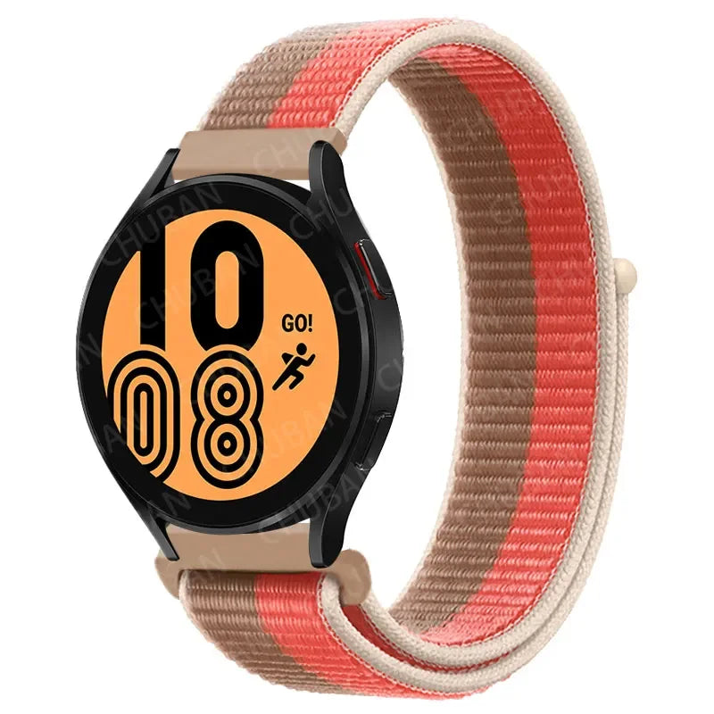 COROS Nylon Sport Loop Watch Band in Solid & Mixed Colors - Khaki / Coral
