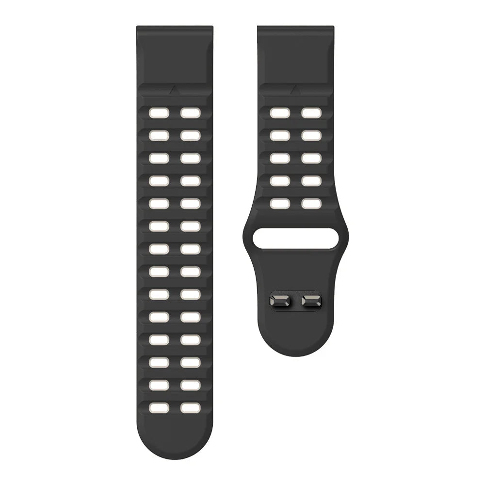 Black / Gray Garmin QuickFit 22/26mm Perforated Silicone Band with Tuck Closure