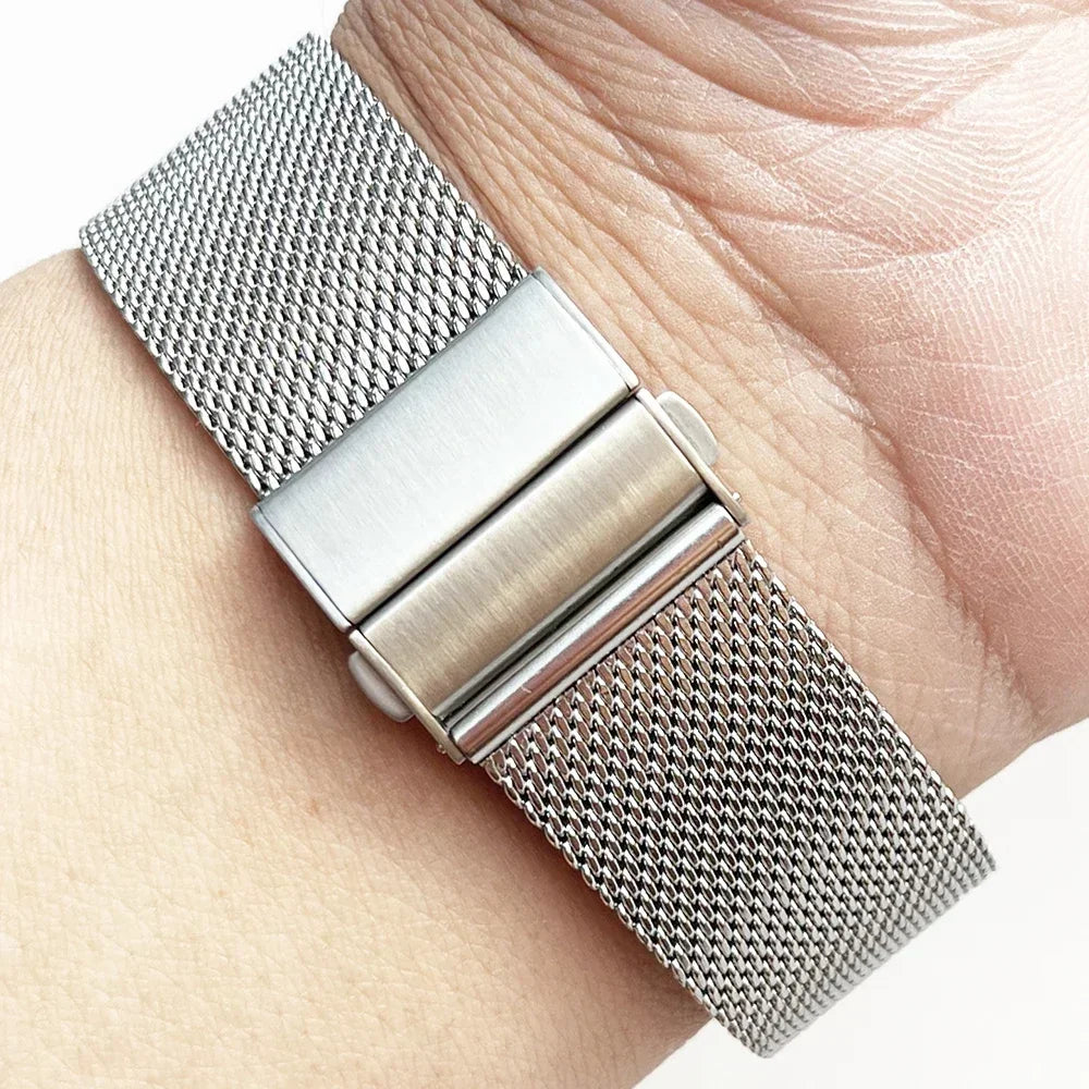 Garmin Milanese Mesh Band worn on a wrist