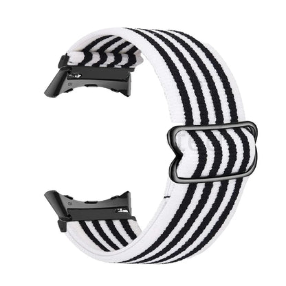 Black / White Stripe Google Pixel Watch 5, 4 and 3 41mm Elastic Nylon Band, 31 Patterns