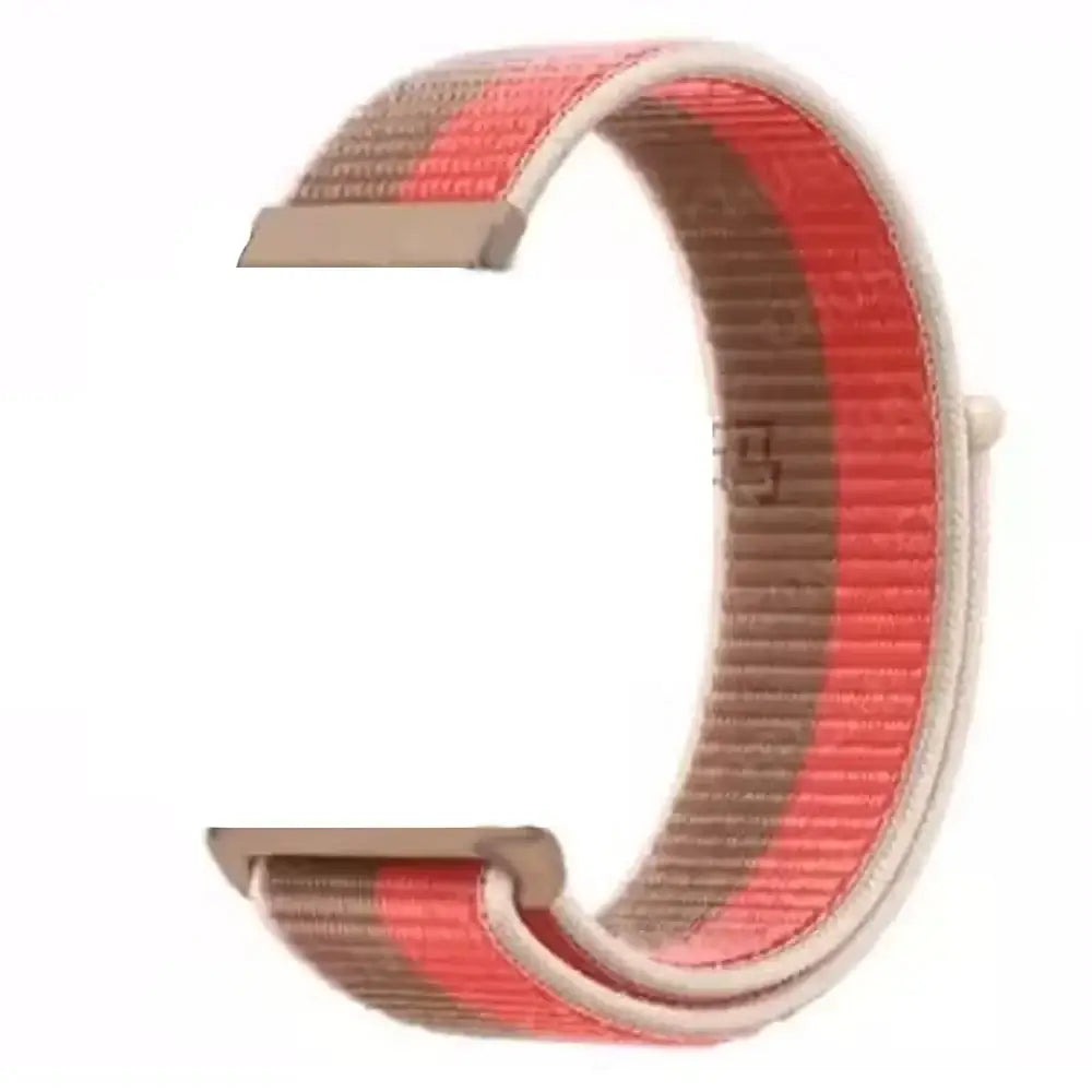 Amazfit Woven Nylon Hook-and-Loop Band — Coral / Tan