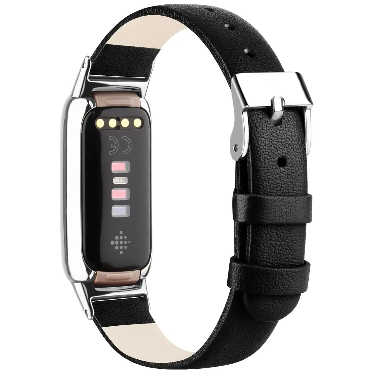 Fitbit Luxe Leather Band with Floral & Glitter Options - Black
