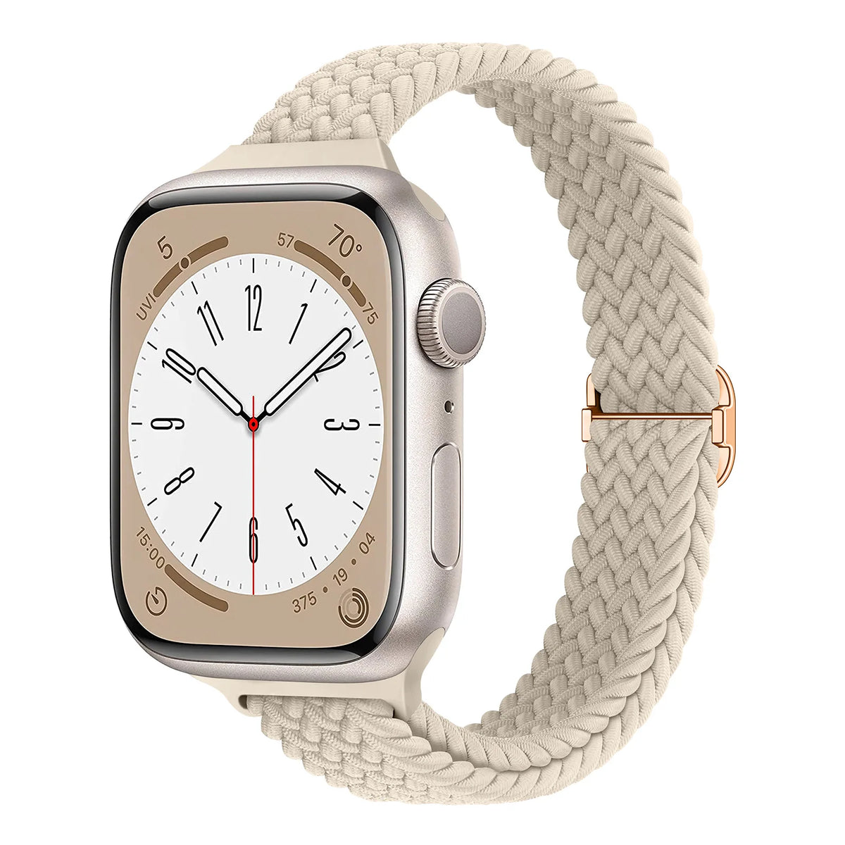 Ivory braided stretch nylon Apple Watch band with slider
