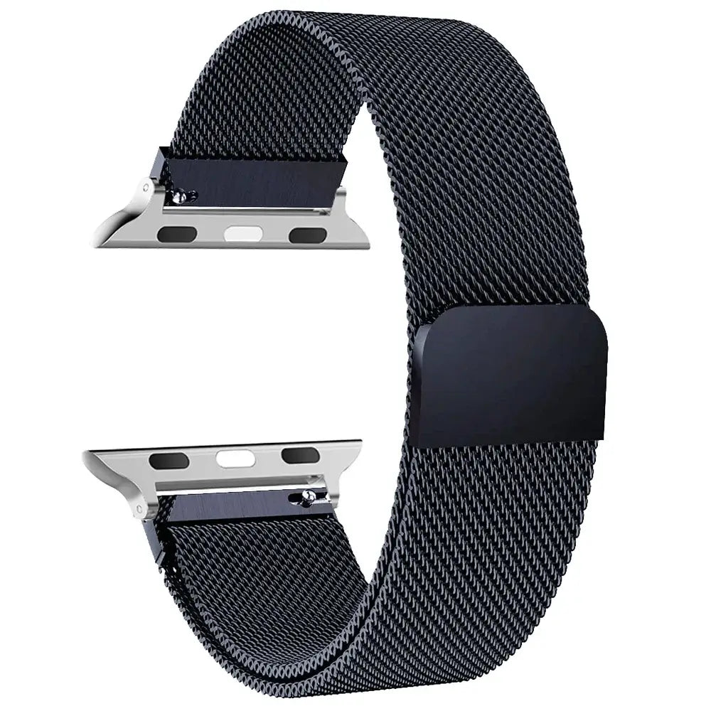 Space Gray stainless steel mesh Apple Watch band with magnetic closure