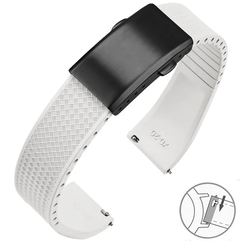 Garmin FKM Rubber Band in White with Black Clasp