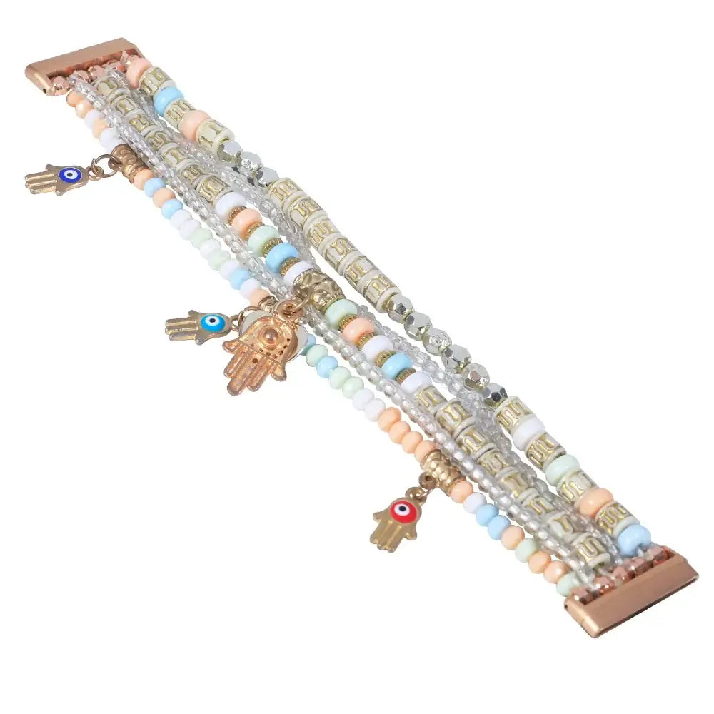 Fitbit Versa & Sense Beaded Stretch Charm Band - Pastel bead strands and dangling charms