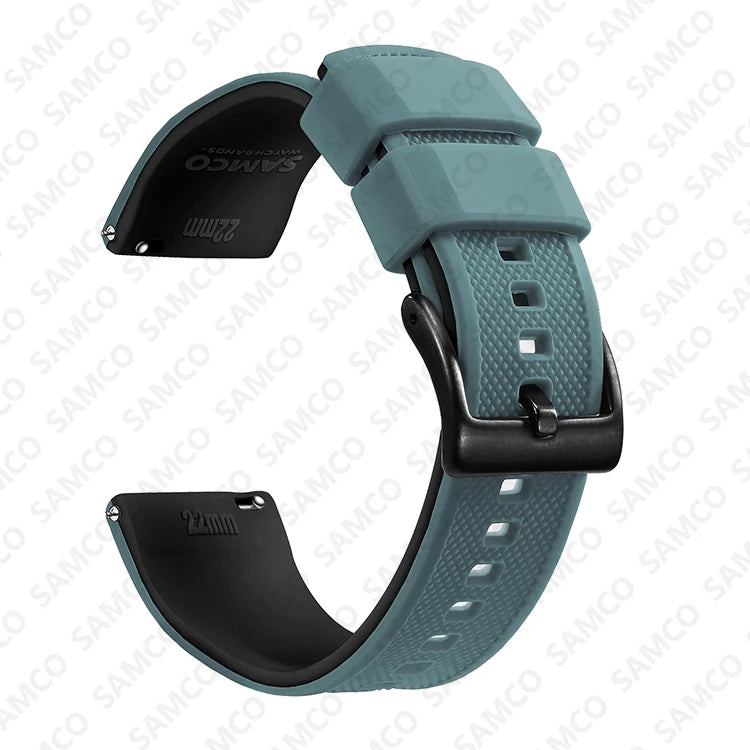 COROS Textured Silicone Watch Band with Buckle Choices - Slate Blue / Black - Black Buckle