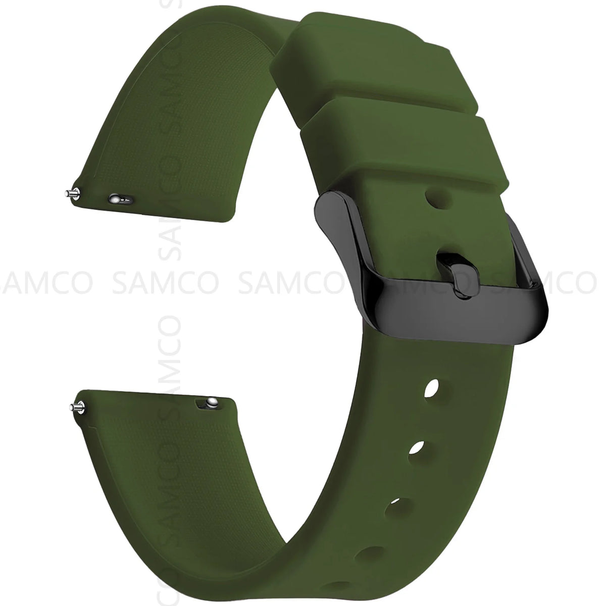 Garmin Curved-End Silicone Band in Army Green with Black Buckle