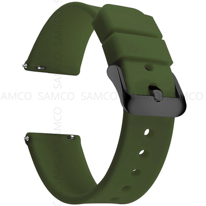 Garmin Curved-End Silicone Band in Army Green with Black Buckle