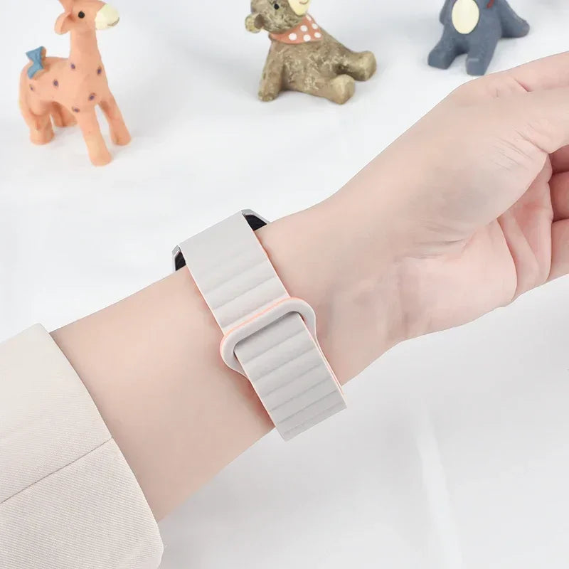 COROS Ribbed Magnetic Silicone Loop Watch Band - Light loop worn on wrist
