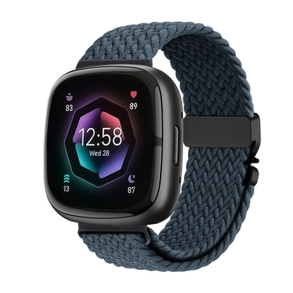 Slate Blue Fitbit Versa 4, Versa 3, Sense 2 and Sense Braided Band, Parachute Clip