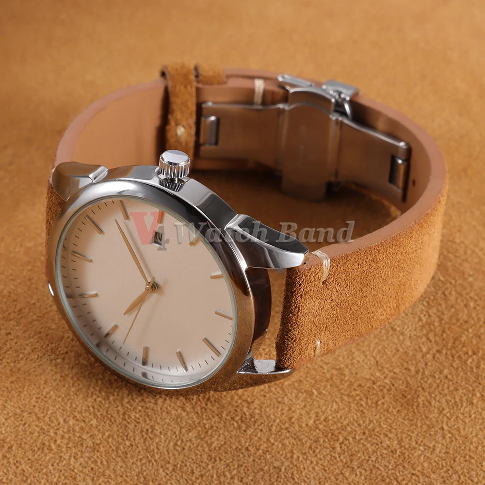 Garmin Suede Butterfly Clasp Band on a watch