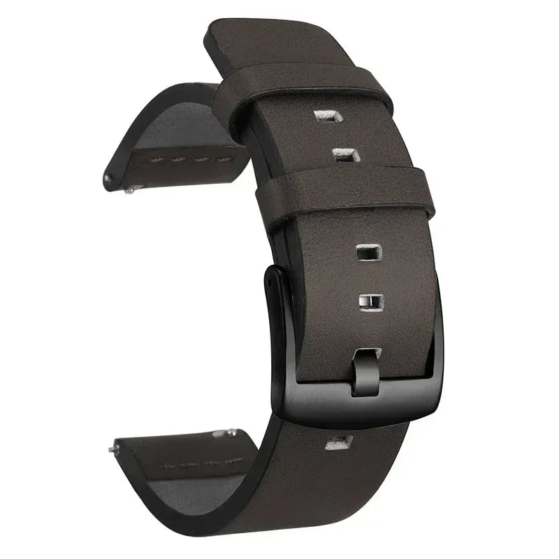 COROS Leather Watch Band with Square Adjustment Holes - Gray - Black Buckle