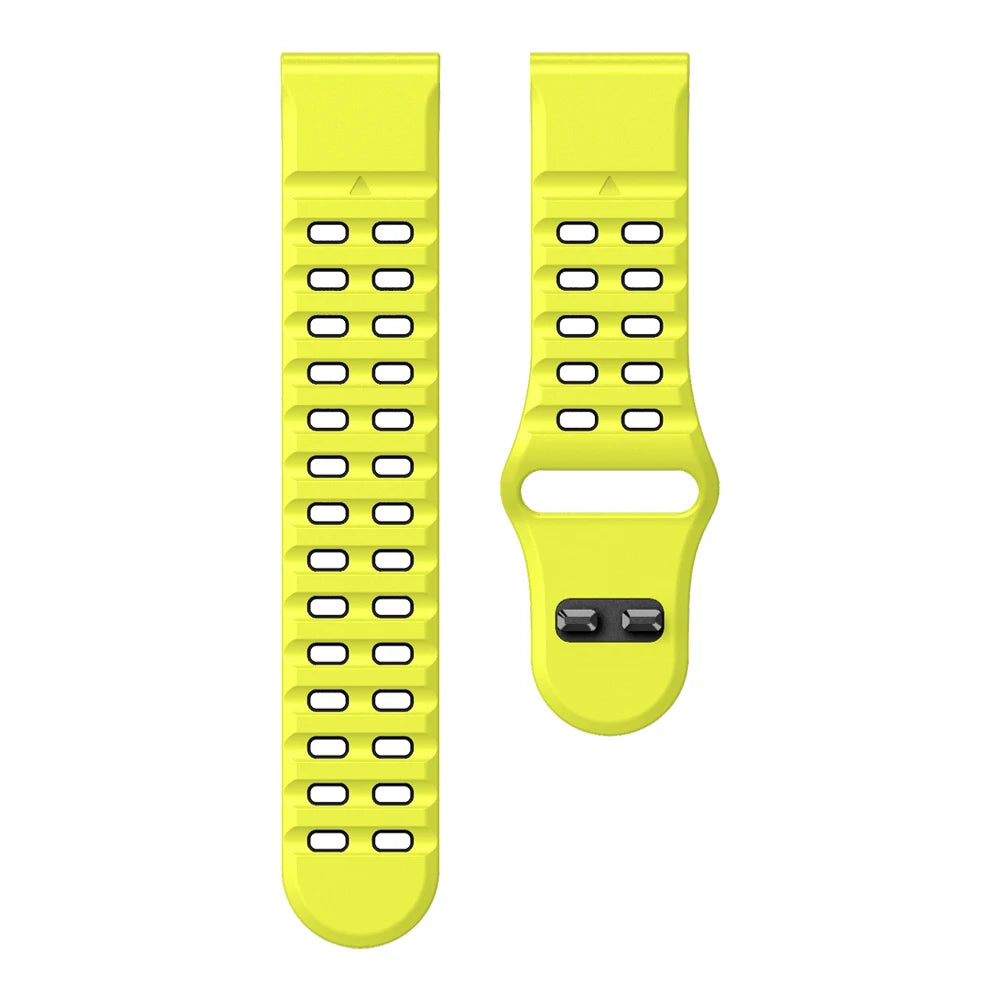 Green / Black Garmin QuickFit 22/26mm Perforated Silicone Band with Tuck Closure
