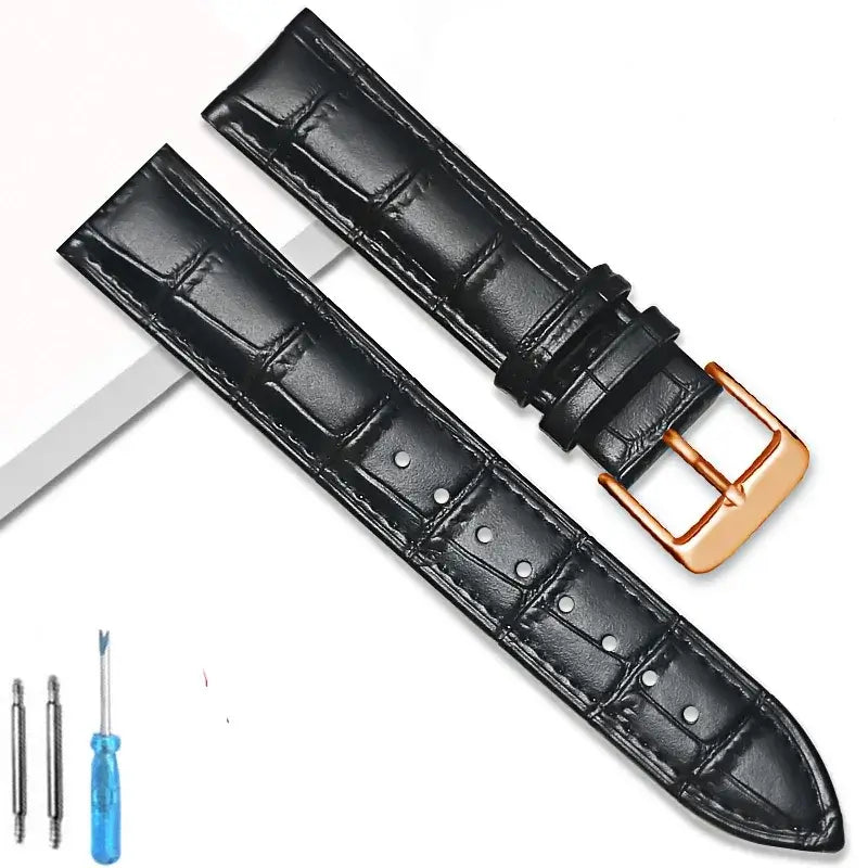 Suunto Crocodile-Embossed Leather Buckle Band – Black / Rose Gold Buckle