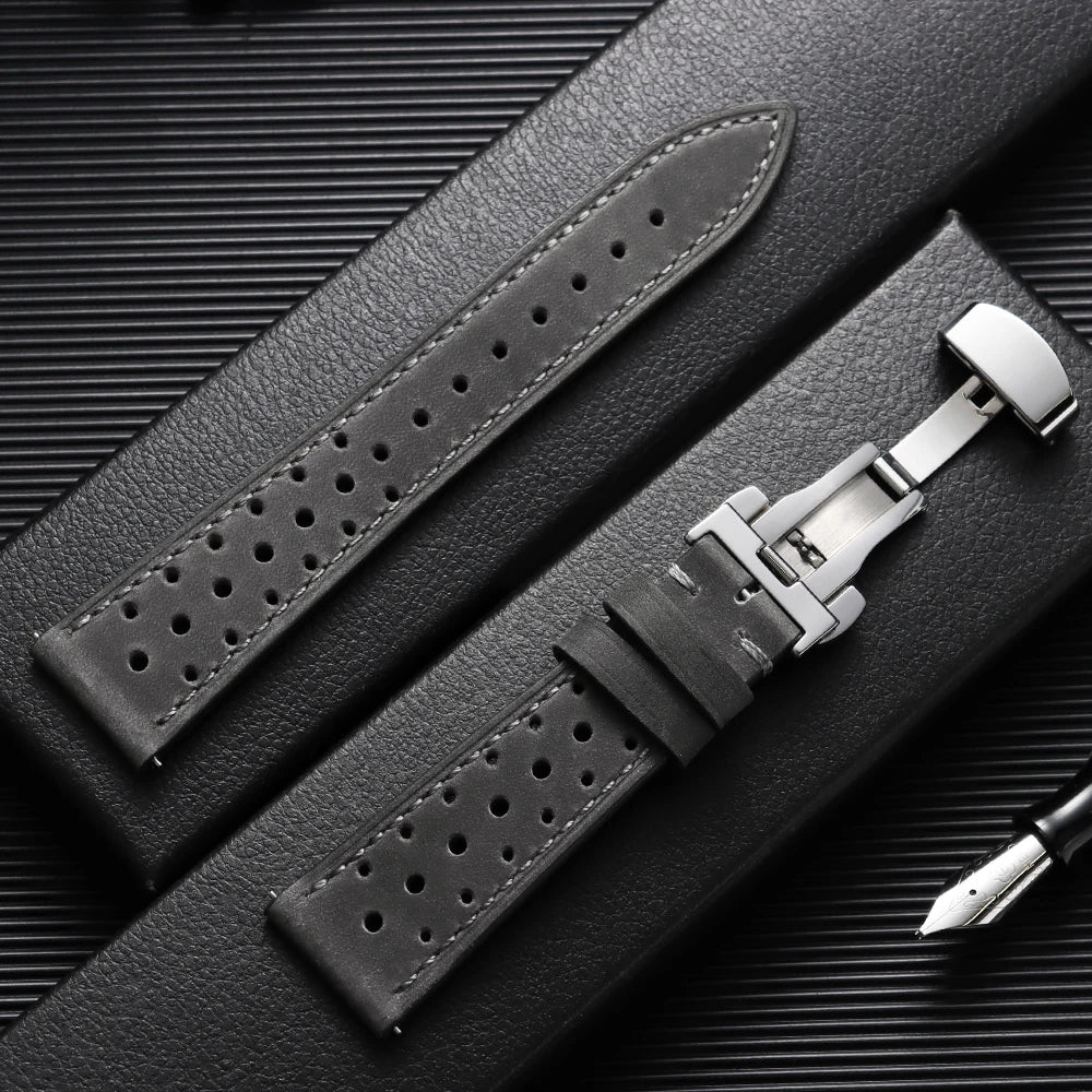 Garmin Perforated Racing Leather Band in Gray