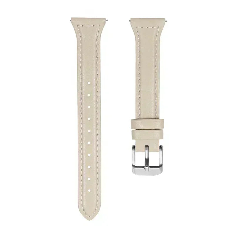 Polar Slim Leather Band with Stitched Edges – Beige