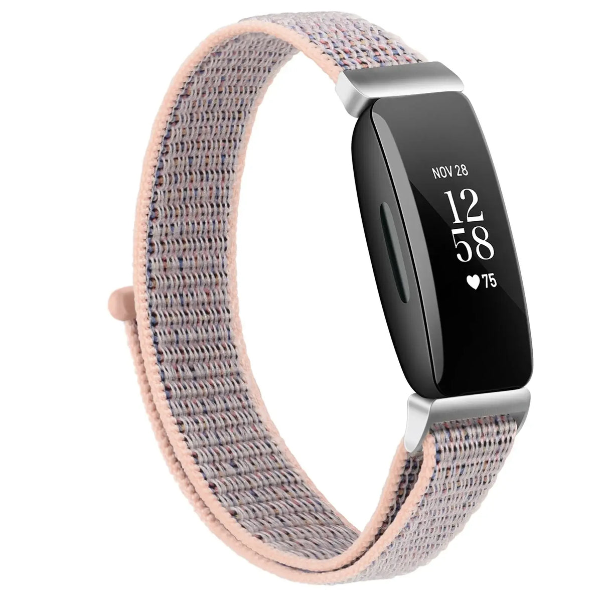 Fitbit Inspire 1/2/HR Nylon Hook-and-Loop Band - Taupe / Blush