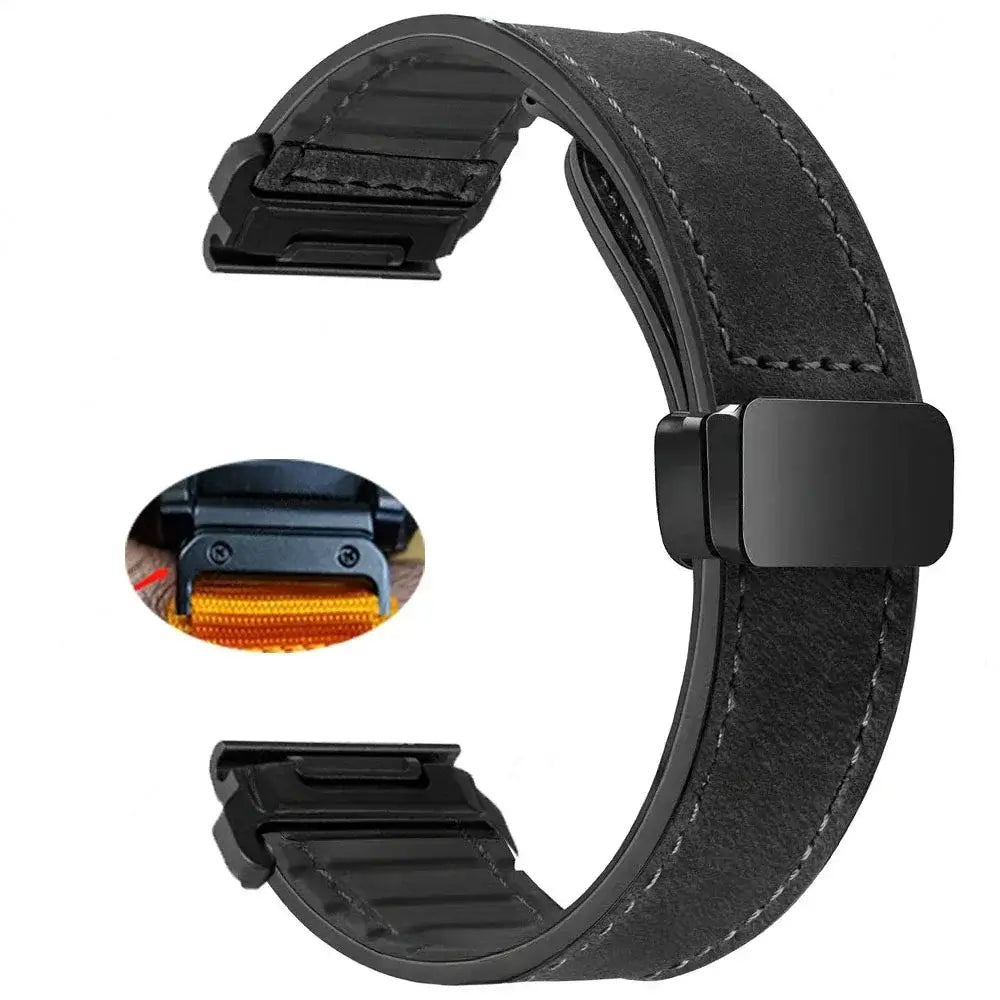 Garmin QuickFit Magnetic Leather Band in Black - Style 2