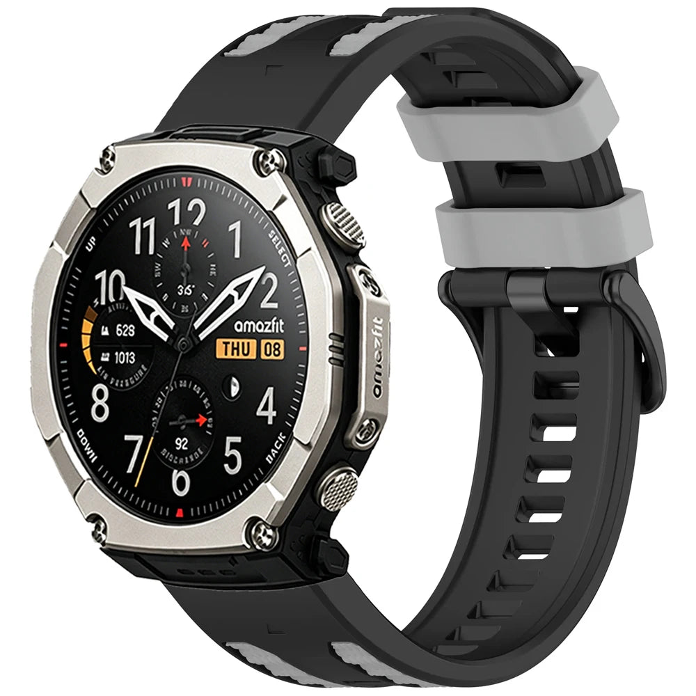 Black / Gray Garmin QuickFit 22/26mm Silicone Band with Contrast Keepers