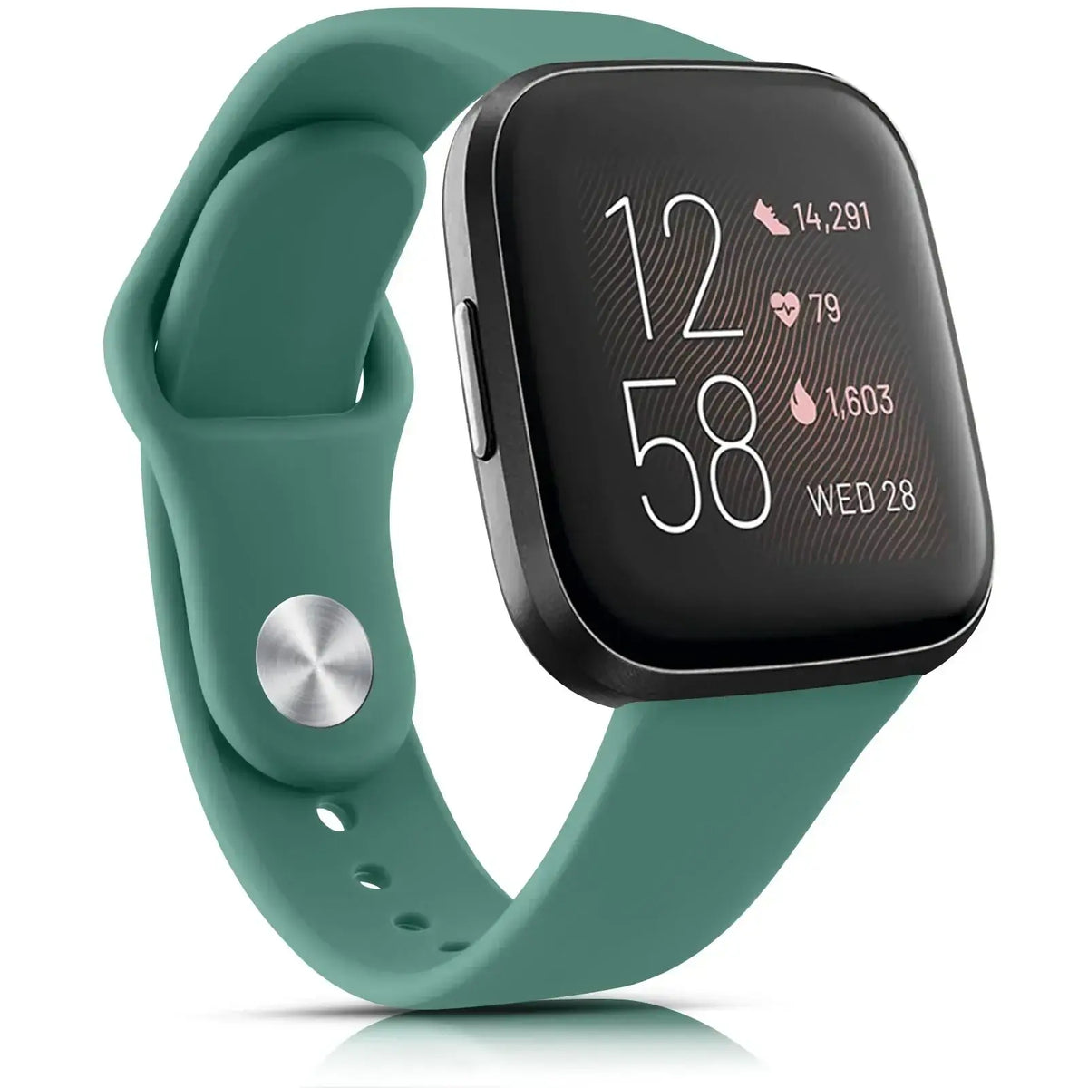Fitbit Versa & Sense Silicone Pin-and-Tuck Band - Teal band front view