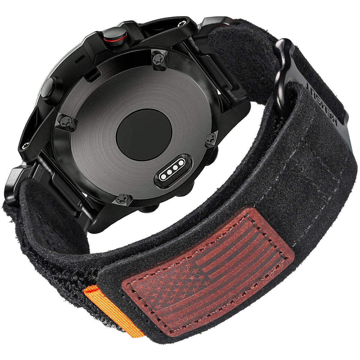 Garmin QuickFit Leather Loop Band with Orange Tab in Black