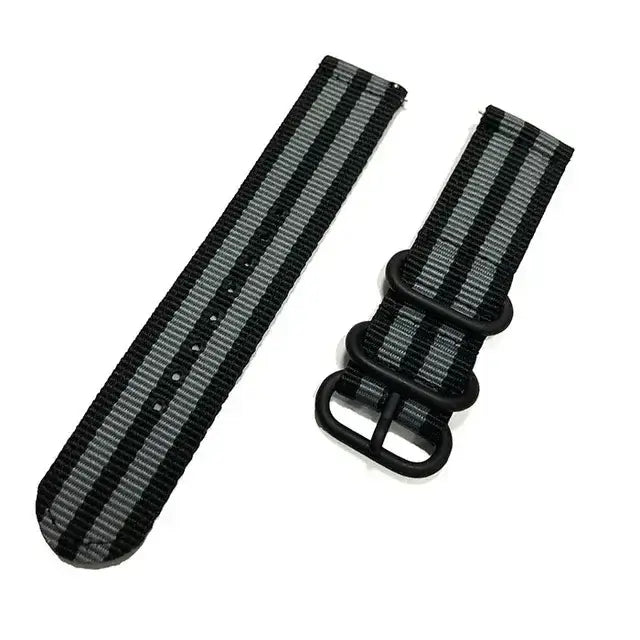 Amazfit Nylon Band with Metal Keepers — Black / Gray Stripes